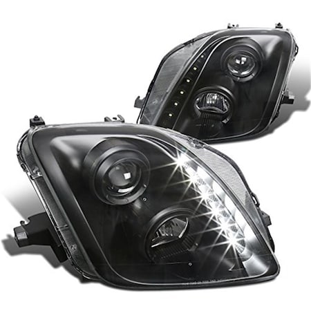 Overtime 1997 - 2001 Honda Prelude Housing LED DRL Strip Projector Headlights - Black OV1187877